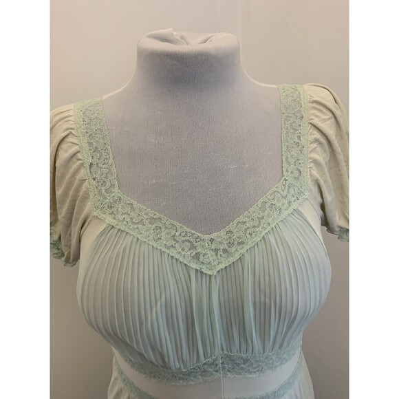 Charmode Mint Green VTG 60s Coquette Milkmaid Babydoll Fairy Nightgown Sleeve 34 - Picture 7 of 16